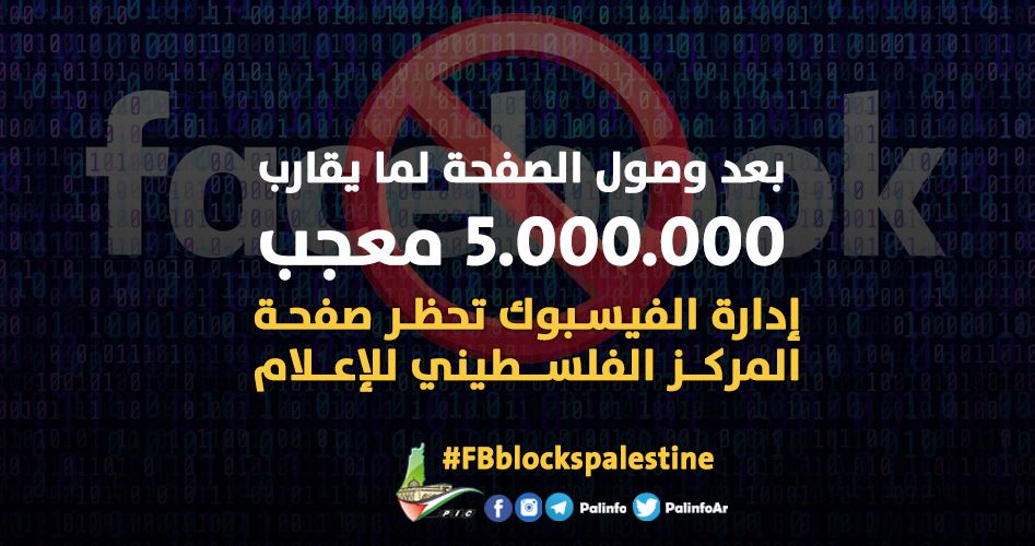 Photo of “فيسبوك” يحجب صفحة المركز الفلسطيني للإعلام