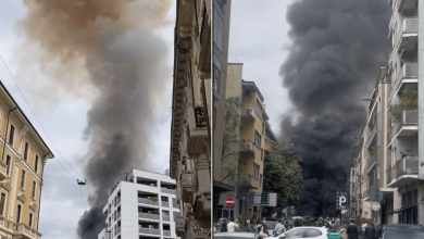 Photo of أعمدة دخان وسيارات محترقة.. انفجار ضخم يهز وسط مدينة ميلانو الإيطالية