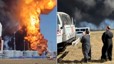Photo of مسيرات أوكرانية تشعل حرائق في خزانات نفط روسية