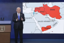 Photo of نتنياهو يحدد خصومه على خريطة الشرق الأوسط بالأحمر.. تصعيد أم استعراض سياسي؟ (شاهد)